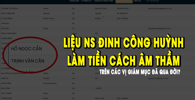 Nhạc sĩ Đinh Công Huỳnh(HTQTC) đang có thu tiền của các Giám mục nhạc sĩ đã qua đời?