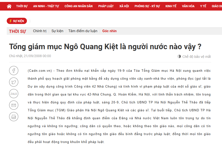 Tổng giám mục Ngô Quang Kiệt là người nước nào vậy ?