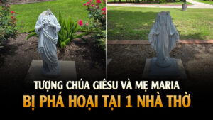 Tượng Thánh Tâm Chúa Giêsu và Đức Mẹ Đồng Trinh Maria bị xúc phạm tại 1 Nhà thờ