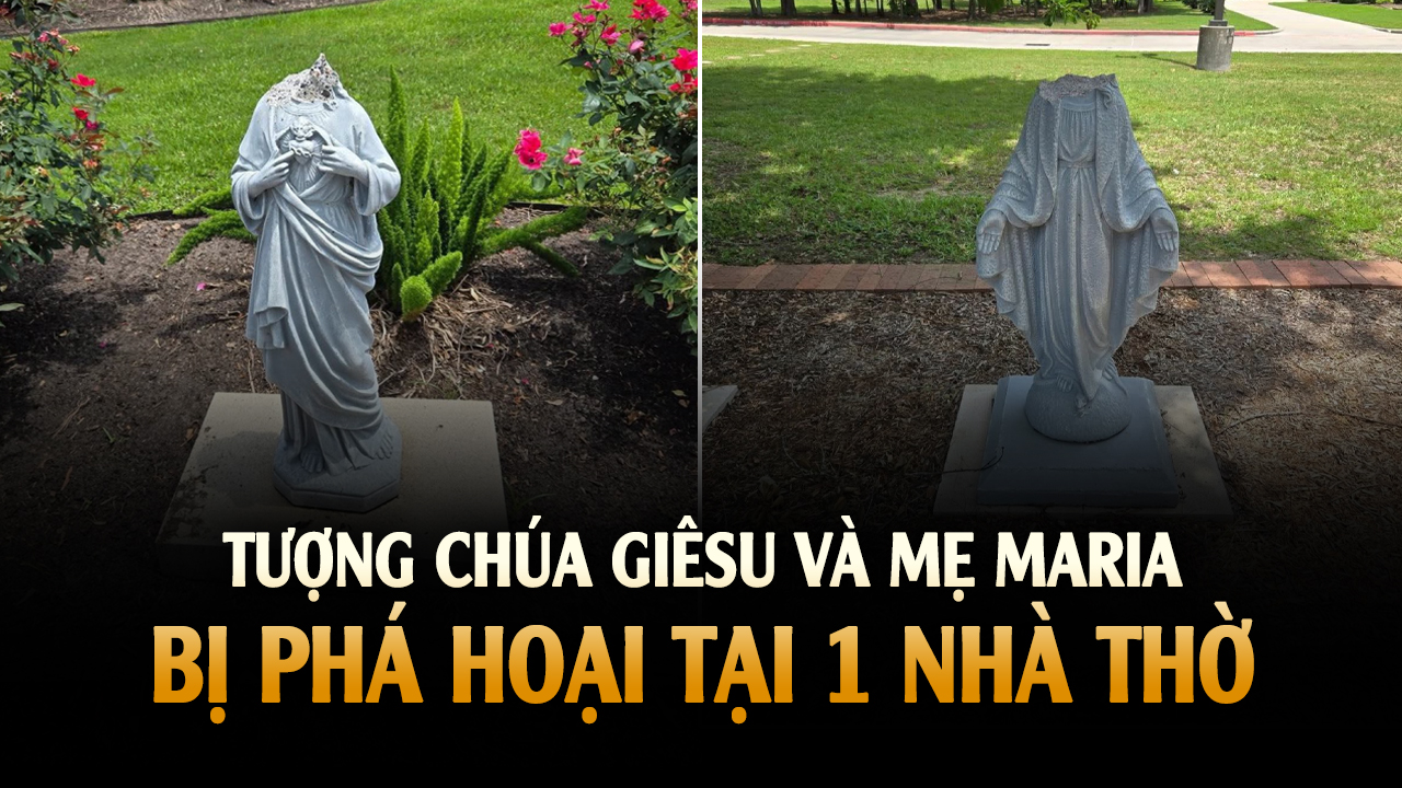 Tượng Thánh Tâm Chúa Giêsu và Đức Mẹ Đồng Trinh Maria bị xúc phạm tại 1 Nhà thờ