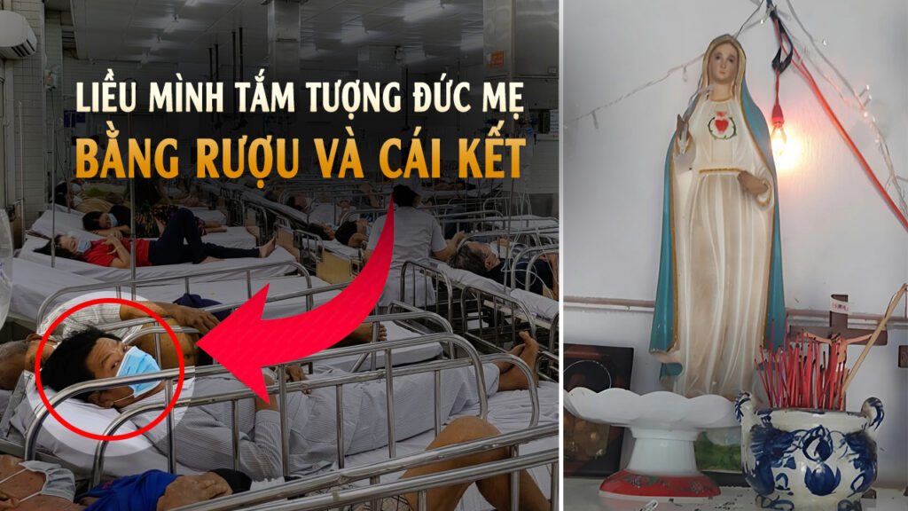 Thanh niên ngoại đạo ở Phan Thiết 'tắm' tượng Đức Mẹ bằng rượu và cái kết không ngờ