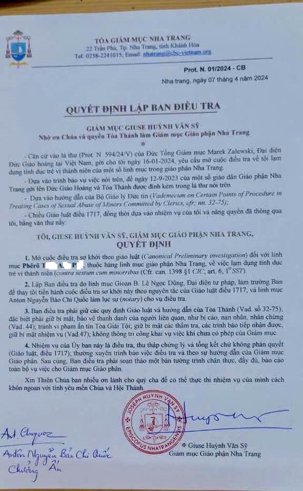 SỐC: 1 Linh mục Việt Nam bị điều tra về lạm dụng tình dục trẻ vị thành niên