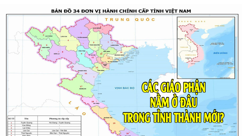 Các Giáo phận sẽ nằm trong các tỉnh thành mới nào sau sáp nhập?