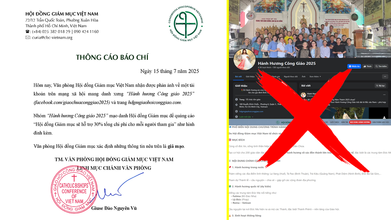 Thông báo về việc giả mạo Hội Đồng Giám mục Việt Nam