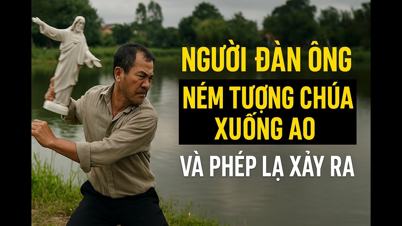 Người đàn ông bất mãn ném tượng Chúa xuống ao và phép lạ xảy ra