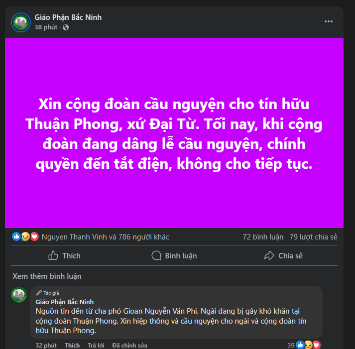Công an xã cắt điện, Thánh lễ dang dở tại giáo điểm Bình Thuận
