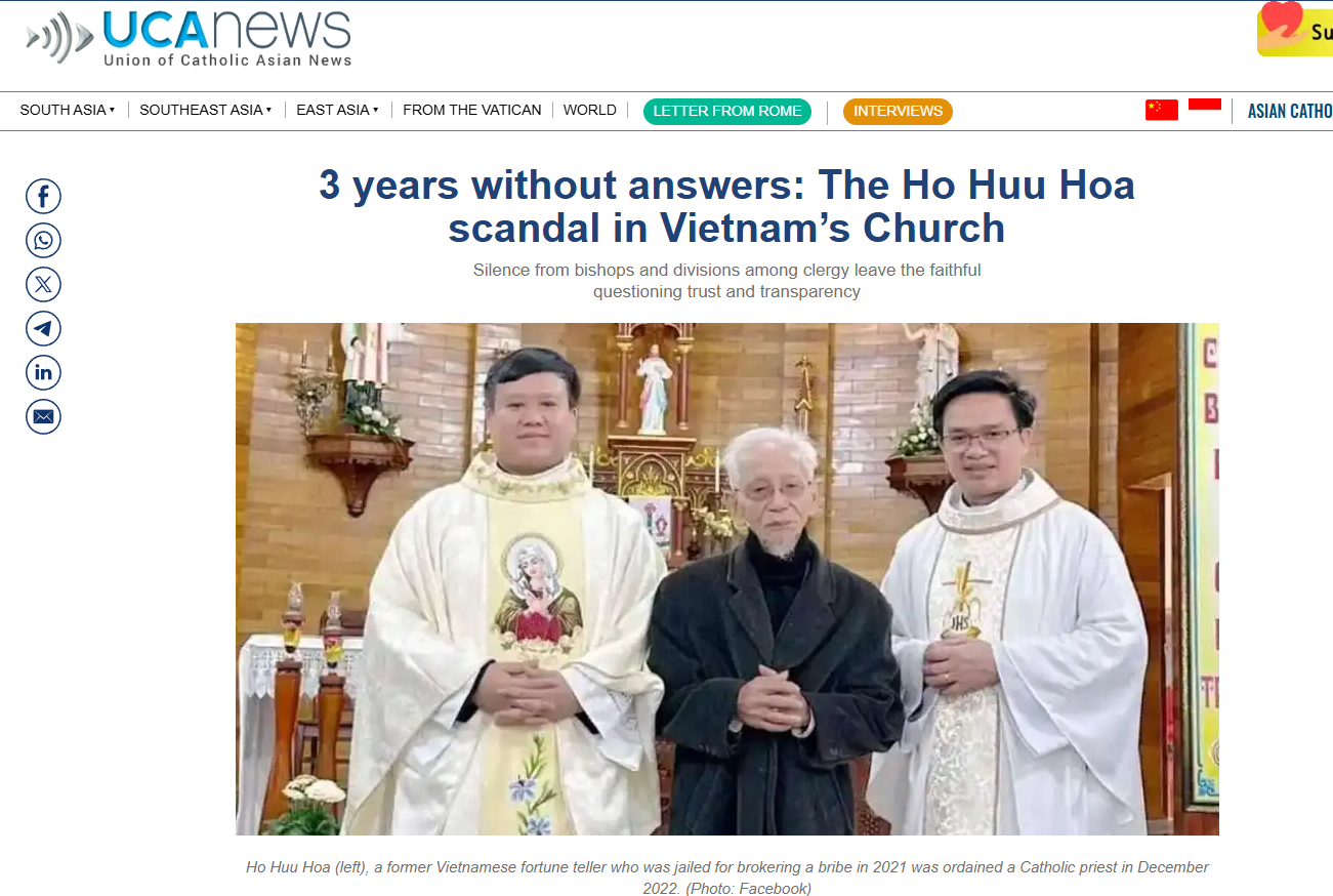 3 years without answers: The Ho Huu Hoa scandal in Vietnam’s Church