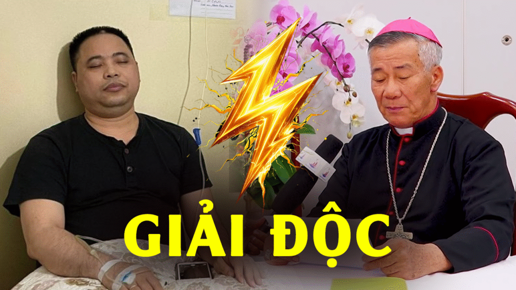 Đức cha Anphong Nguyễn Hữu Long 'giải độc' cho Lm Antôn Đặng Hữu Nam