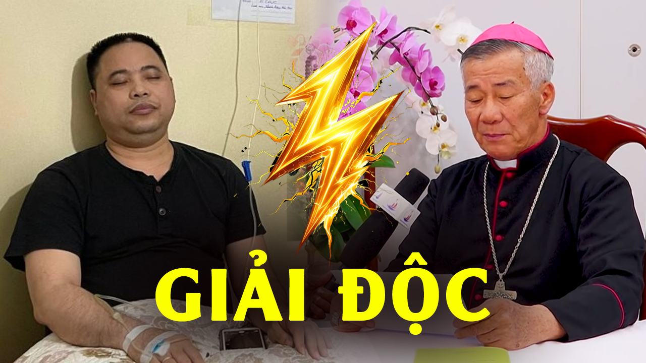 Đức cha Anphong Nguyễn Hữu Long 'giải độc' cho Lm Antôn Đặng Hữu Nam