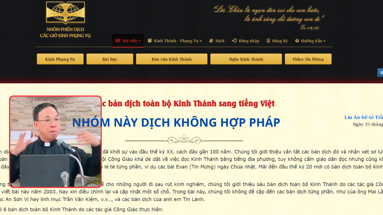 Linh mục phát biểu sai lệch về bản dịch Kinh Thánh: Nhìn lại công trình của Nhóm Phiên Dịch Các Giờ Kinh Phụng Vụ