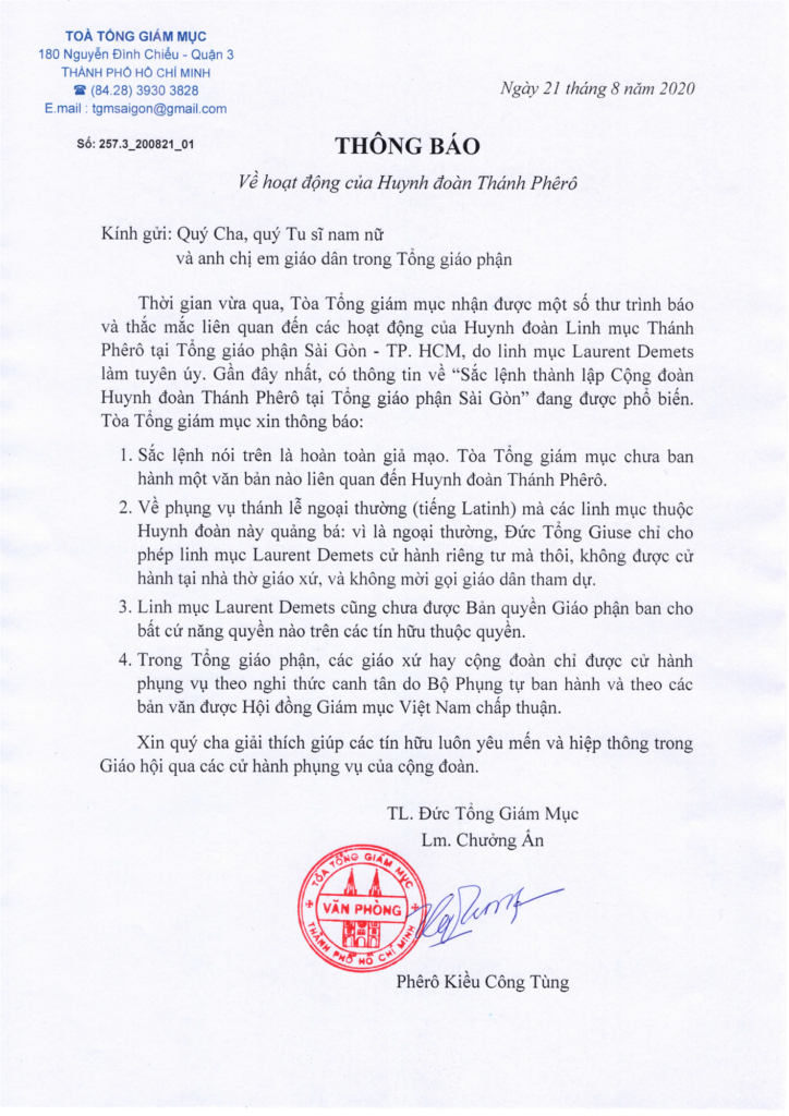 Huynh đoàn Linh mục Thánh Phêrô (FSSP) và cách nhìn thận trọng của Giáo hội Việt Nam
