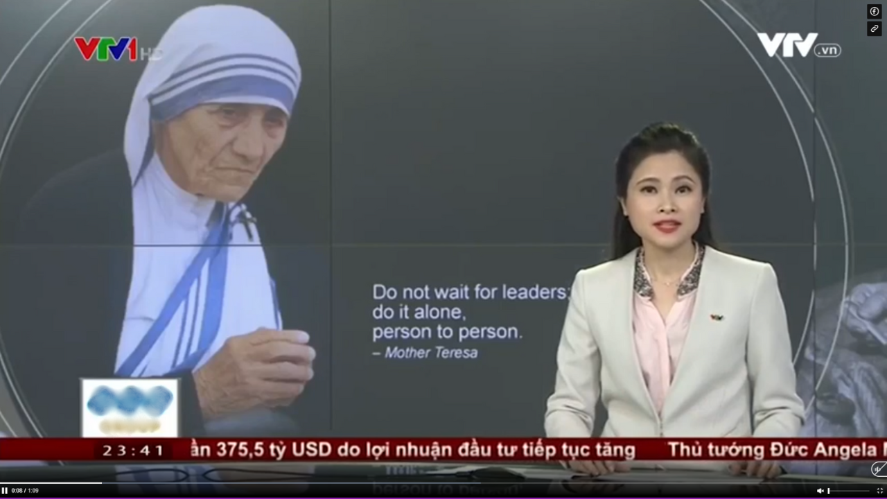 VTV ca ngợi lòng nhân ái của Mẹ Têrêsa Calcutta