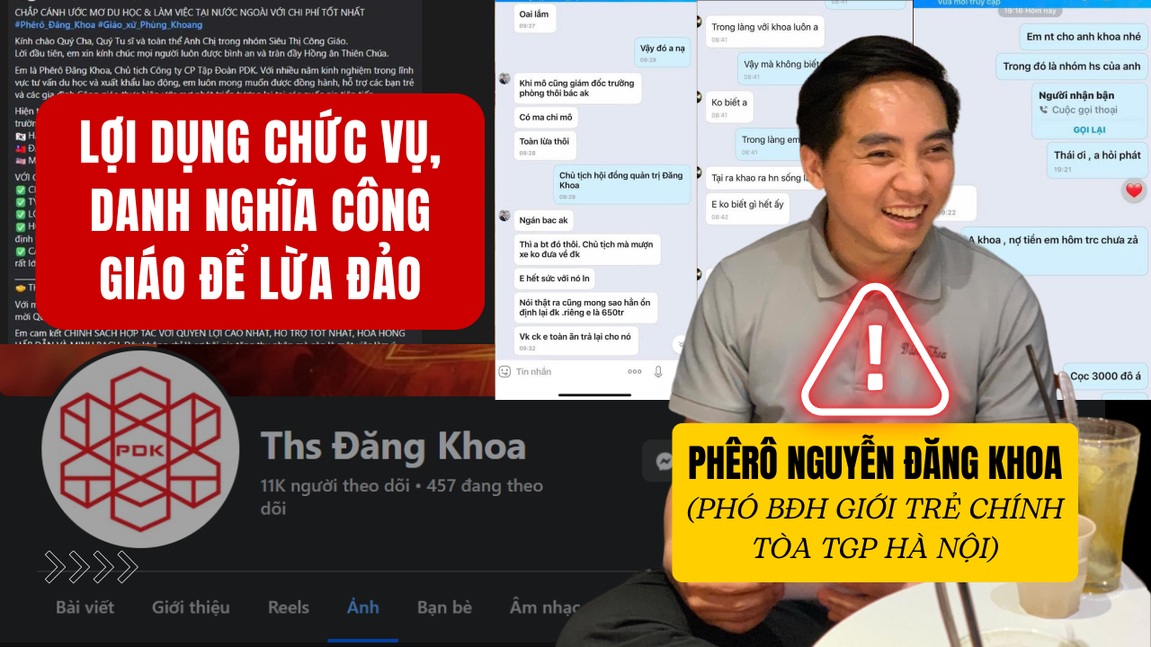 Cảnh báo - 'chủ tịch' Phêrô Nguyễn Đăng Khoa (GP Vinh) mượn danh Công giáo lừa đảo