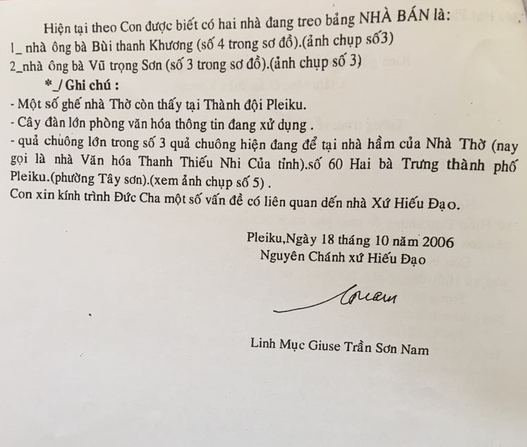BẢN TƯỜNG TRÌNH VỀ NHÀ THỜ HIẾU ĐẠO CỦA CHA GIUSE TRẦN SƠN NAM, NGUYÊN CHÁNH XỨ GIÁO XỨ HIẾU ĐẠO