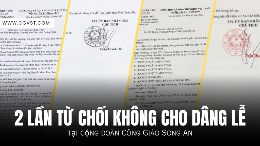 UBND xã Cửu An 2 lần từ chối cho sinh hoạt tôn giáo tại Song An