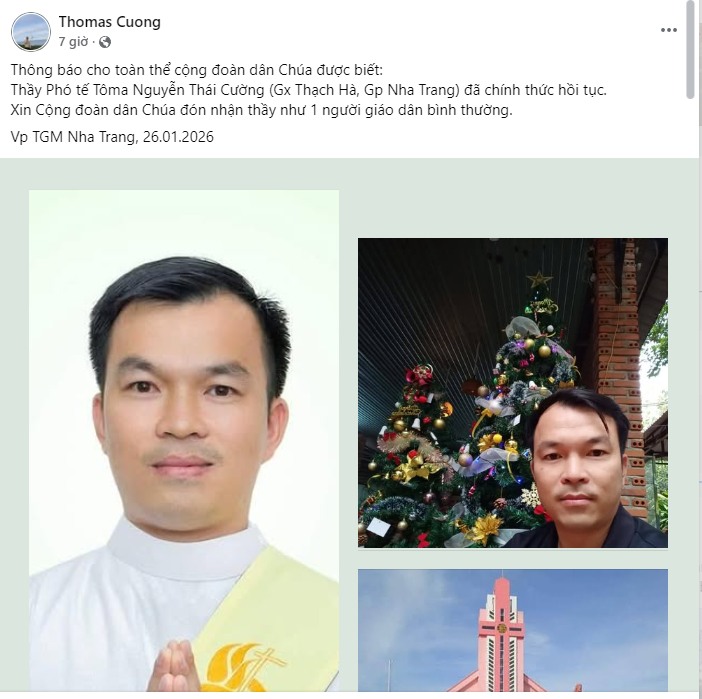 1 Phó tế thuộc GP Nha Trang hồi tục sau 5 năm chịu chức
