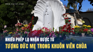 Tượng Đức Mẹ trong khuôn viên Thiền viện Phật Giáo làm nhiều phép lạ