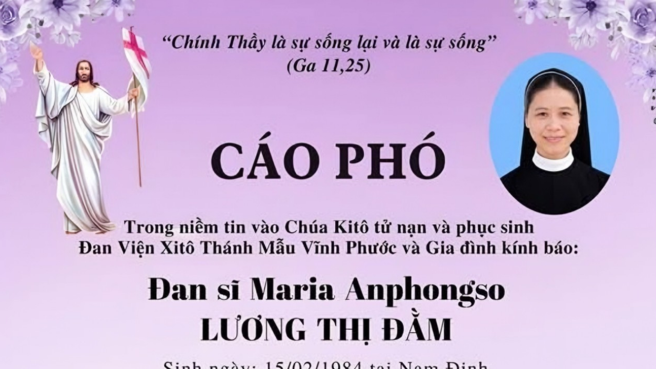 Xót xa Nữ tu trẻ sinh năm 1984 mới được Chúa gọi về