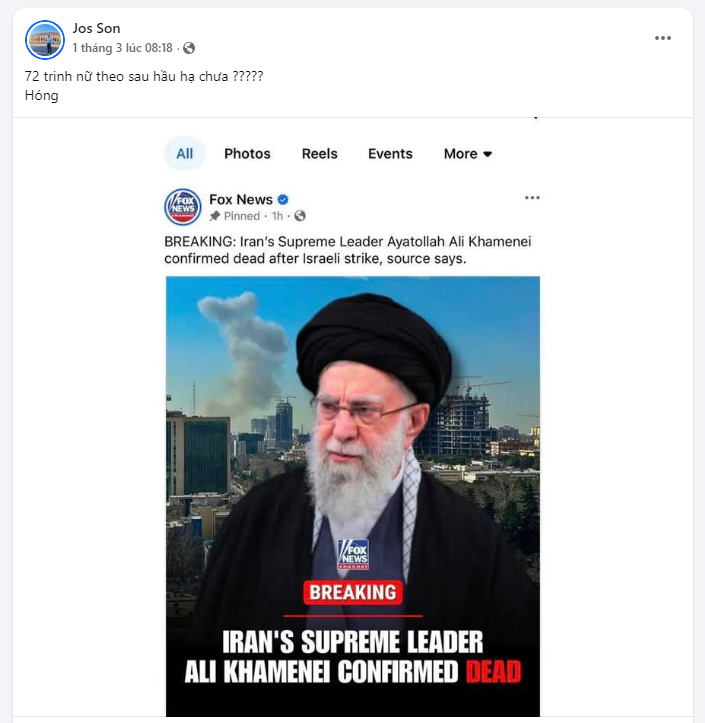 1 Linh mục 'khịa' cái chết của lãnh tụ Iran