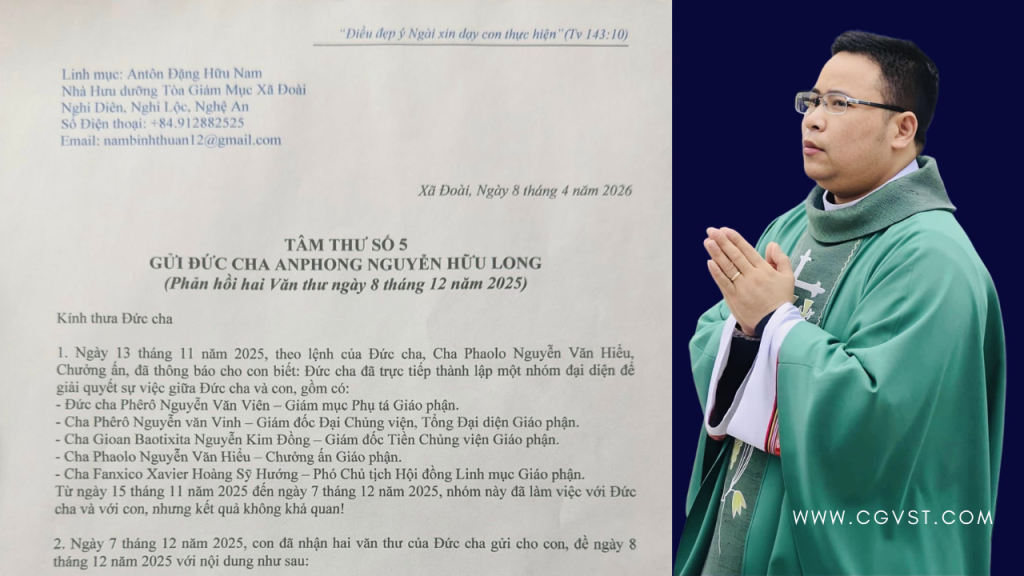 Lm Antôn Đặng Hữu Nam tiếp tục lên tiếng với Tâm thư số 5 gửi Đức cha Anphong