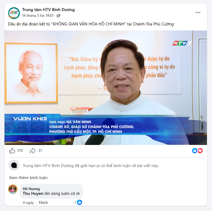 Hiện video vẫn còn được đăng tải trên fanpage Trung tâm HTV Bình Dương.
