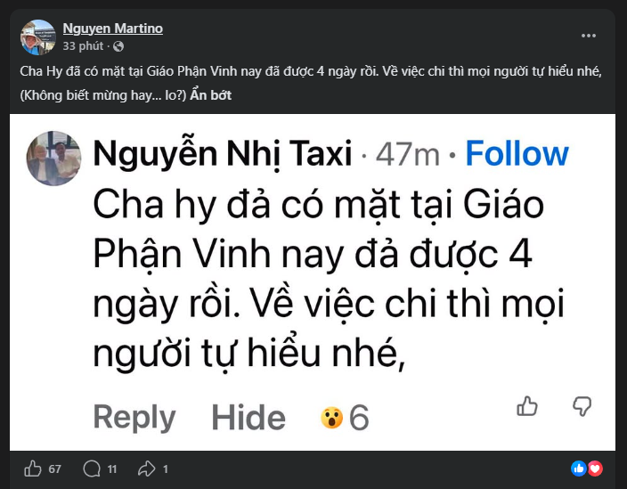 Lm Mathew Nguyễn Khắc Hy tham gia vào sự việc tại GP Vinh?